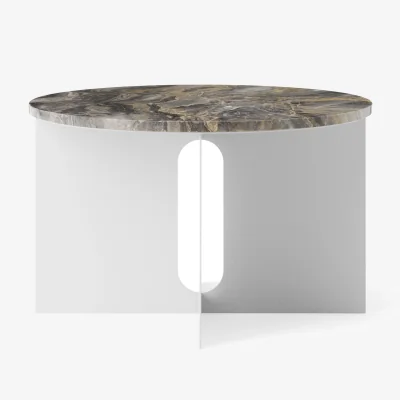 Nordic Nest Audo Copenhagen Androgyne side table Grey Galaxy marble-brushed steel Ø65 cm