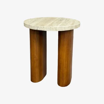 Nordic Nest Tinted Vikman side table Oak-beige travertine