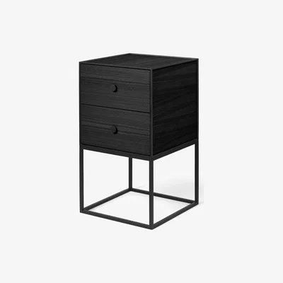 Nordic Nest Frame 35 side table with two drawers black-stained ash wood