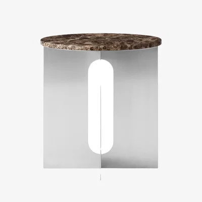 Nordic Nest Audo Copenhagen Androgyne side table Emperador marble-brushed steel Ø42 cm