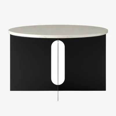 Nordic Nest Audo Copenhagen Androgyne side table Crystal Rose marble-black steel Ø65 cm