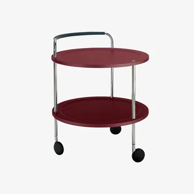 Nordic Nest SMD Design Trolley Round basic serving trolley Wine red chrome frame