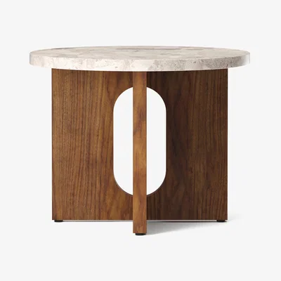 Nordic Nest MENU Androgyne side table Ø50 cm walnut base Kunis Breccia table top