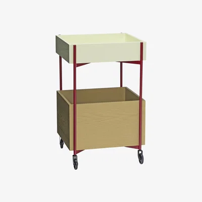 Nordic Nest Hübsch Fresh Rolling Cart 70 cm Khaki-burgundy