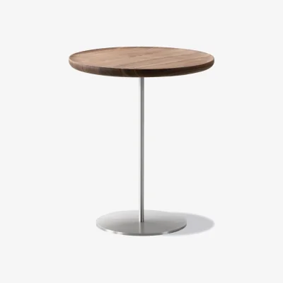 Nordic Nest Fredericia Furniture Pal 6755 side table Walnut-brushed steel-Ø44 cm