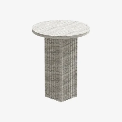 Nordic Nest NORR11 Soho side table Silver travertine Ø40x50 cm