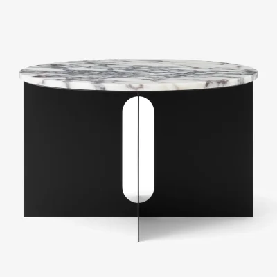 Nordic Nest Audo Copenhagen Androgyne side table Calacatta Viola marble-black steel Ø65 cm