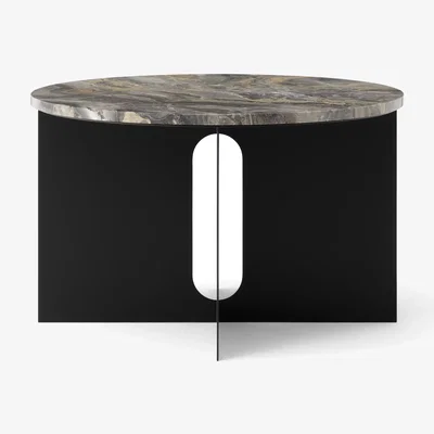 Nordic Nest Audo Copenhagen Androgyne side table Grey Galaxy marble-black steel Ø65 cm