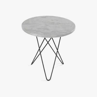 Nordic Nest OX Denmarq Tall mini O side table Ø50 H50. black undercarriage white marble