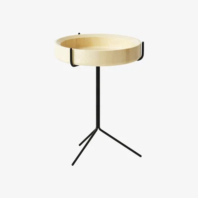 Nordic Nest Swedese Drum table Natural lacquer-h.56cm-black stand