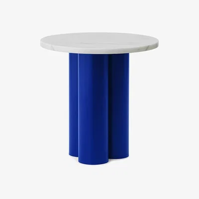 Nordic Nest Normann Copenhagen Dit side table Ø40 cm White Carrara-bright blue