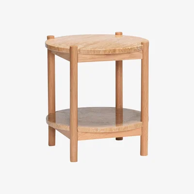 Nordic Nest Hübsch Trava side table Oak Travertine