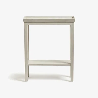 OKA OKA, Large Gustavian Sofa Side Table - Washed Grey, Side Tables, Mango Wood