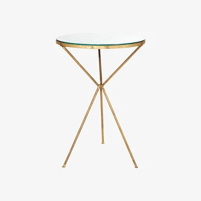 OKA OKA, Triomphe Tripod Table - Antiqued Mirror, Side Tables, Glass