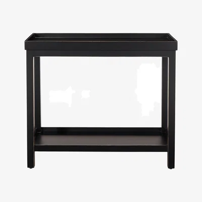OKA OKA, Narrow Jet Side Table, Rubbed Black, Side Tables, Wood