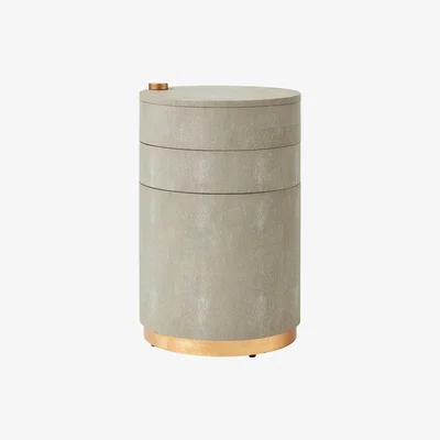OKA Zhenyi Faux Shagreen Side Table - Taupe