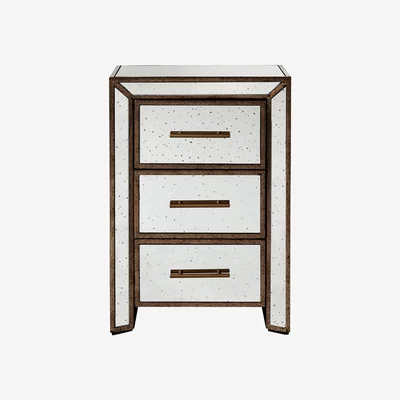 OKA Versailles Side Table With Drawers - Antiqued Mirror