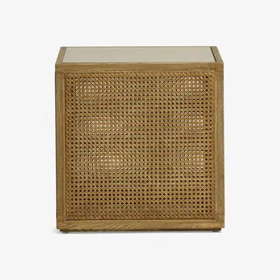 OKA OKA, Riet Side Table - Weathered Oak, Side Tables, Fiberglass/Oak/Plywood