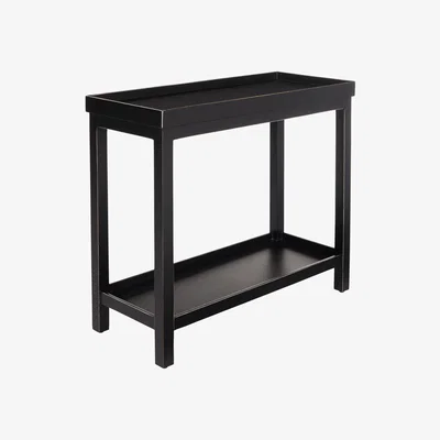 OKA OKA, Narrow Jet Side Table - Rubbed Black, Side Tables, Wood