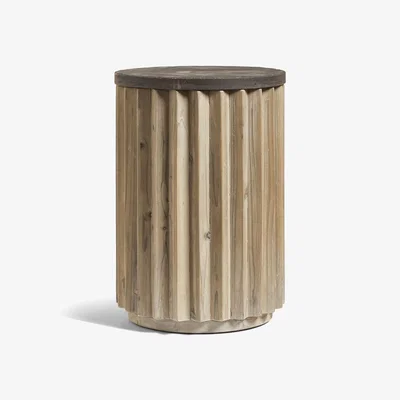 OKA OKA, Melodeon Side Table - Distressed Grey/Stone, Side Tables, Stone