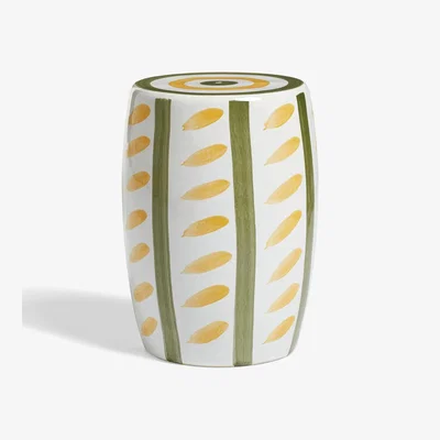 OKA OKA, Rander Ceramic Stool - Spruce/Yellow, Side Tables, Ceramic