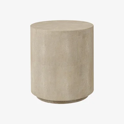 OKA Lantau Faux Shagreen Drum Table - Taupe
