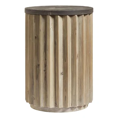 OKA Melodeon Side Table - Distressed Grey/Stone
