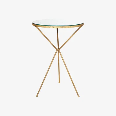 OKA Triomphe Tripod Table - Antiqued Mirror