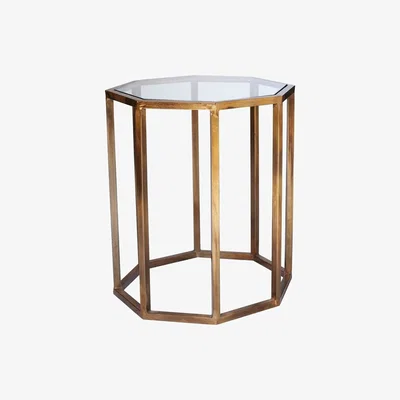 OKA Octagon Side Table, Small - Brass