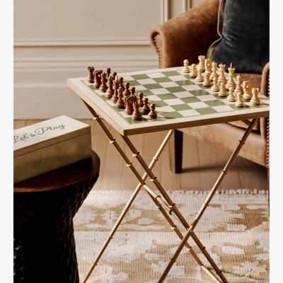 OKA OKA, Capablanca Games Table - Green/Gold, Side Table