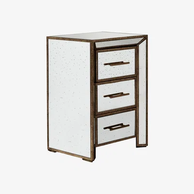 OKA OKA, Versailles Side Table With Drawers - Antiqued Mirror, Side Tables, Glass