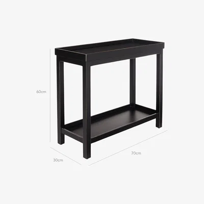 OKA Narrow Jet Side Table, Rubbed Black