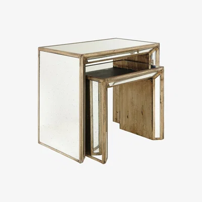 OKA Set of Two Versailles Nested Side Tables - Antique Gold