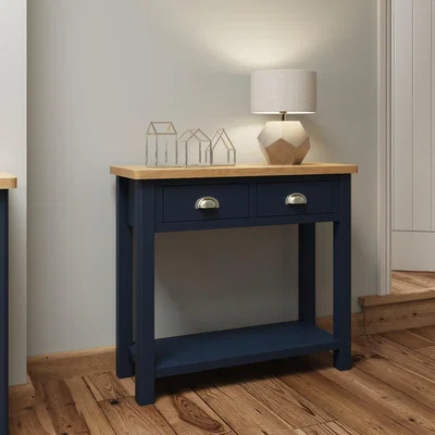 Oak&More Cole Oak and Blue Console Table