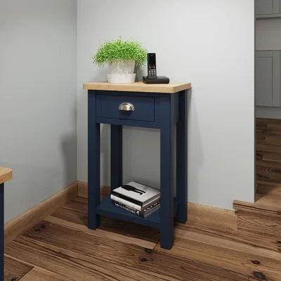 Oak&More Cole Oak and Blue Telephone Table
