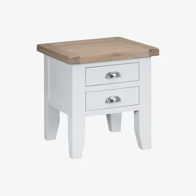 Oak&More Eden Oak and White 2 Drawer Side Table