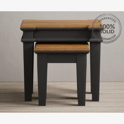 Oak&More Lawson Oak and Charcoal Grey Painted Nest Of Tables