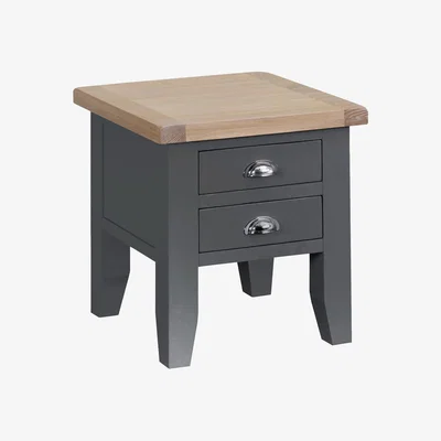 Oak&More Eden Oak and Grey 2 Drawer Side Table
