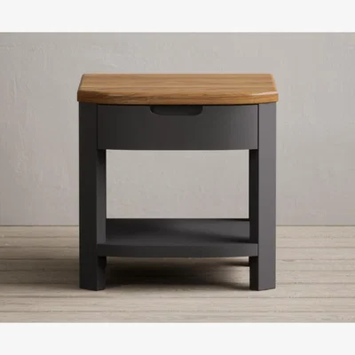 Oak&More Bradwell Oak and Charcoal Grey Painted 1 Drawer Lamp Table