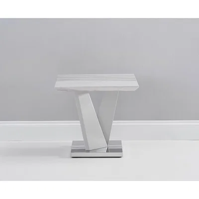 Oak&More Reims Marble Effect Carrera Light Grey Side Table