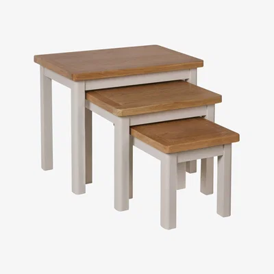 Oak&More Cole Oak and Truffle Grey Nest of 3 Tables