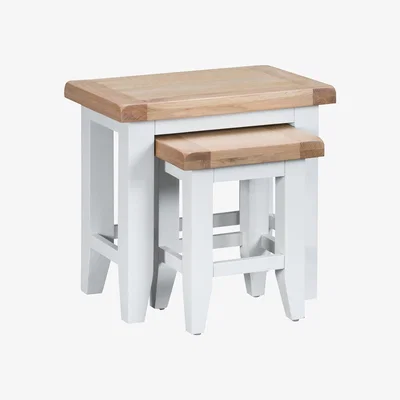 Oak&More Eden Oak and White Nest of 2 Tables