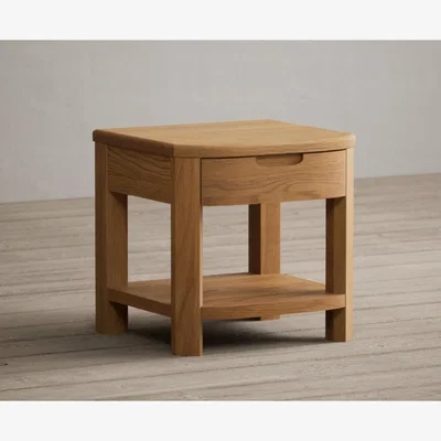 Oak&More Somerton Curved Solid Oak 1 Drawer Lamp Table