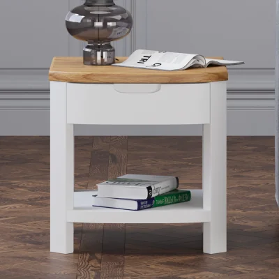 Oak&More Bradwell Oak and Signal White Painted 1 Drawer Lamp Table
