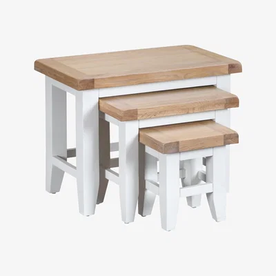 Oak&More Eden Oak and White Nest of 3 Tables