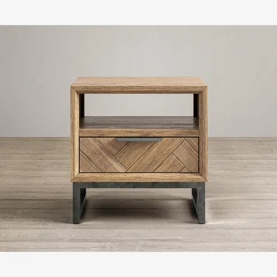 Oak&More Herringbone Solid Oak Lamp Table