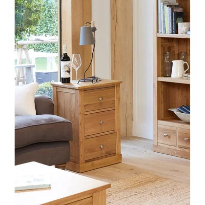 Oak&More Rhone Solid Oak Three Drawer Side Table