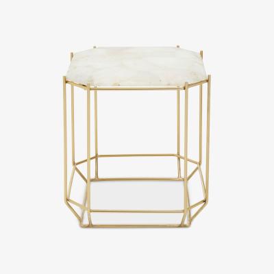 Olivia's Olivia's Juniper Side Table in White Quartz & Gold