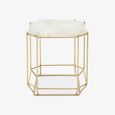 Olivia's Olivia's Juniper Side Table in White Quartz & Gold