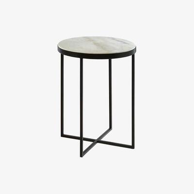 Olivia's Olivia's Side Table Stacie White Round Top Black Cross Base / White / Round, Cross Base